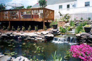 Deck and waterfalls