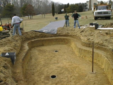 two bottom drains in the lower pond